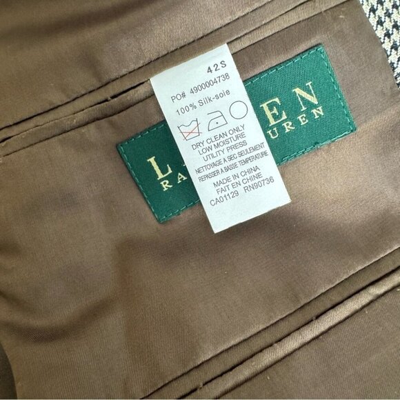 Lauren Ralph Lauren Men’s Glen Plaid 100% Silk Sport Coat Blazer Size 42 S - Picture 10 of 15